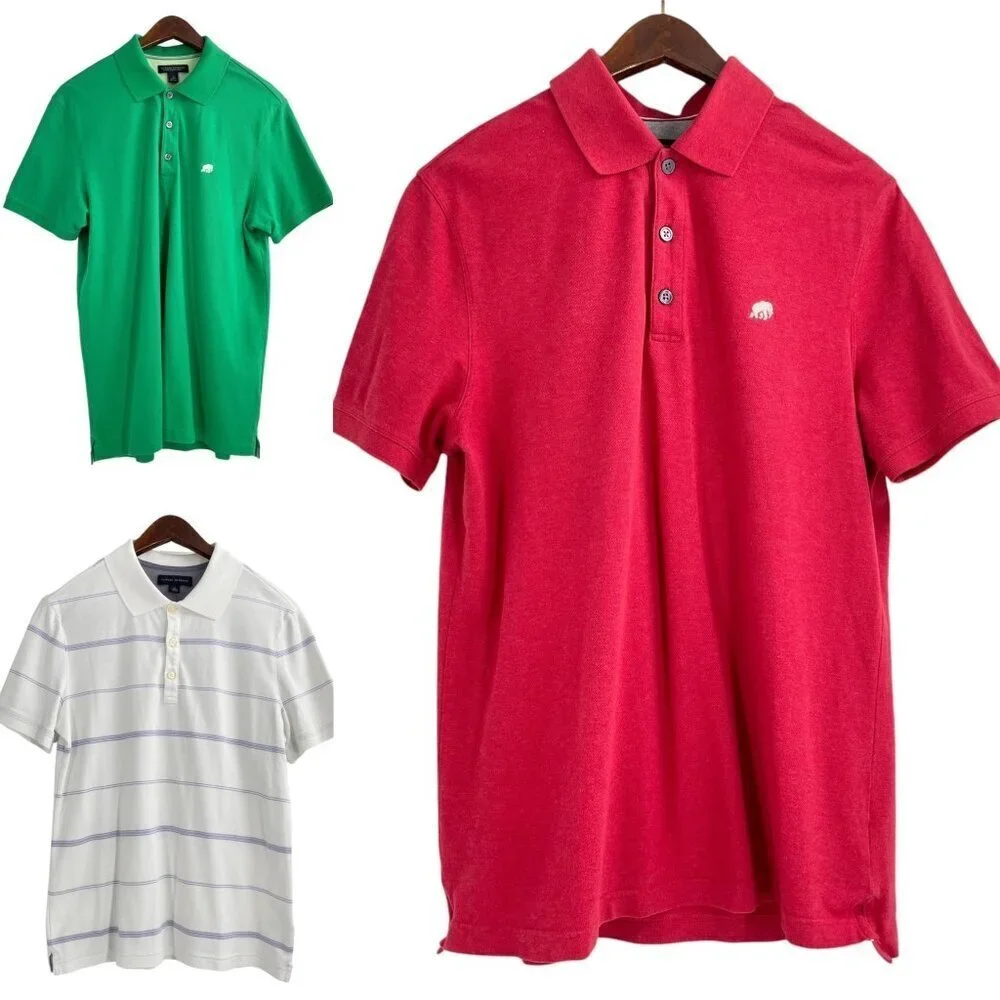 LOT of 3 Banana Republic Fitted Short Sleeve Polo Shirts Mens Medium Classic
